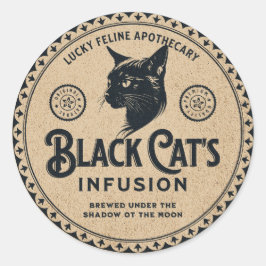 Adesivo Rótulo de Poção Vintage Gato Preto Decoração de Ha