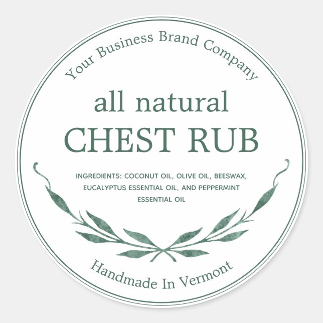 Adesivo Rótulo de Pomada do Eucalyptus Rub Salve Moderno (Frente)