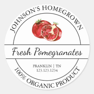 Adesivo Rótulo de Pomegranato Orgânico Fresco de Jardim Ho