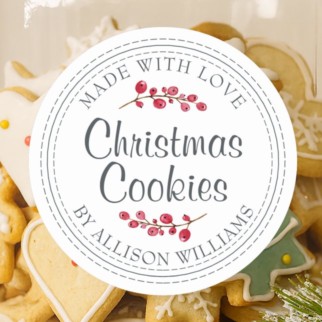 Adesivo Rótulo de Pote de Biscoitos Caseiros de Natal (Criador carregado)