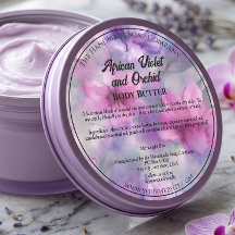 Rótulo de Pote de Cosméticos Flores Rosa e Roxo