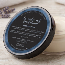 Adesivo Rótulo de Pote de Cosméticos Preto e Azul c/ Ingre