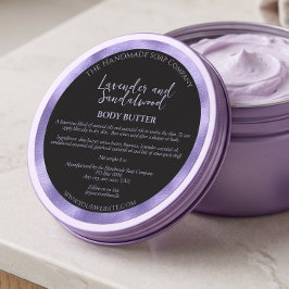 Adesivo Rótulo de pote de cosméticos preto e roxo com ingr