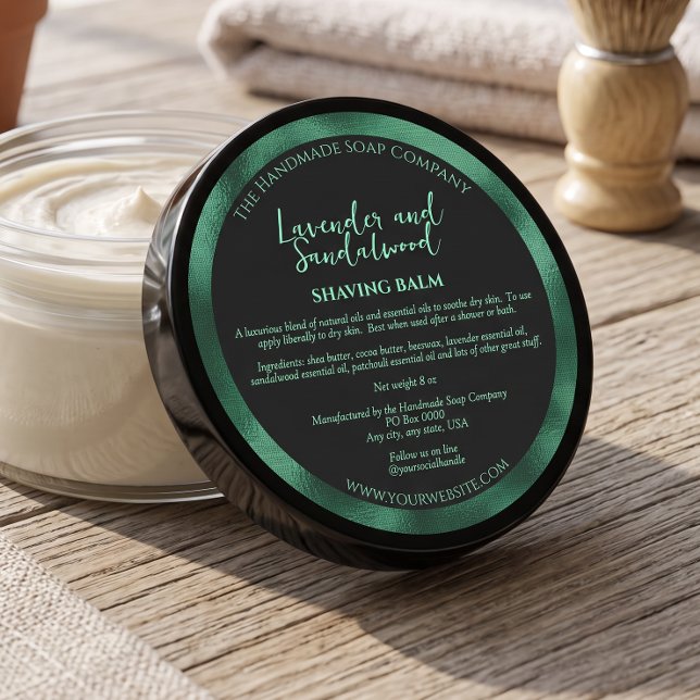 Adesivo Rótulo de Pote de Cosméticos Preto e Verde com Ing (Criador carregado)