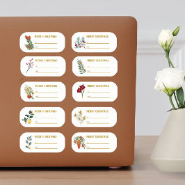 Adesivo Rótulo de Presente Botânico Dourado de Natal Festi