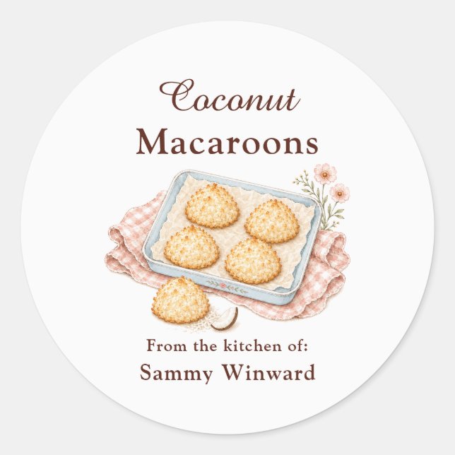 Adesivo Rótulo de Presente de Macaroon de Coco (Frente)