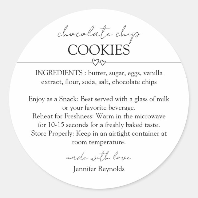 Adesivo Rótulo de Presente de Mistura de Biscoito com Chip (Frente)