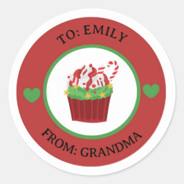 Adesivo Rótulo de presente de Natal Cute Cupcake para pres