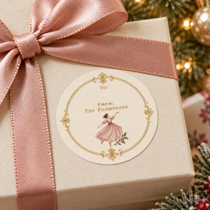 Adesivo Rótulo de Presente de Natal de Senhora Elegante Da