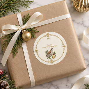 Adesivo Rótulo de Presente de Natal Personalizado Perdiz E