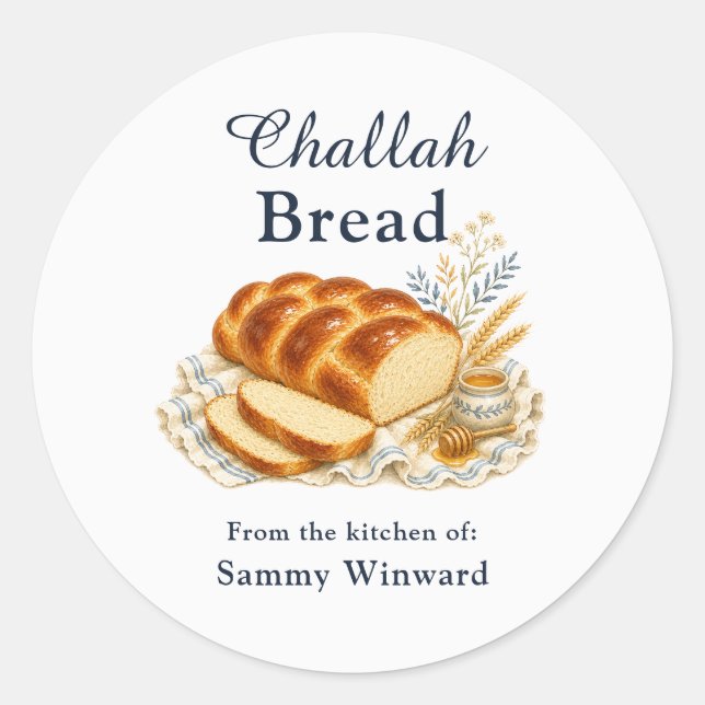 Adesivo Rótulo de Presente de Pão Challah Caseiro (Frente)