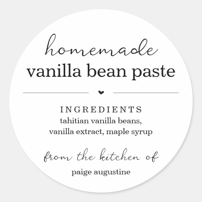 Adesivo Rótulo de Presente para Colar Vanilla Bean (Frente)