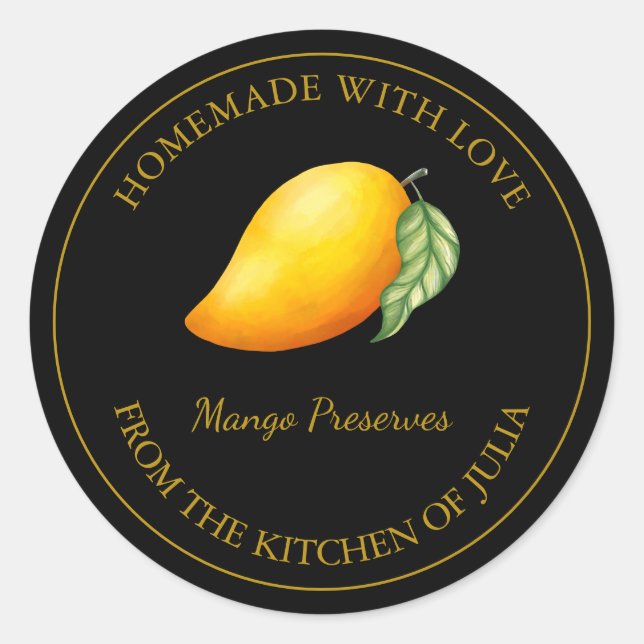 Adesivo Rótulo de Preservação de Mango Homemade Dourada |  (Frente)