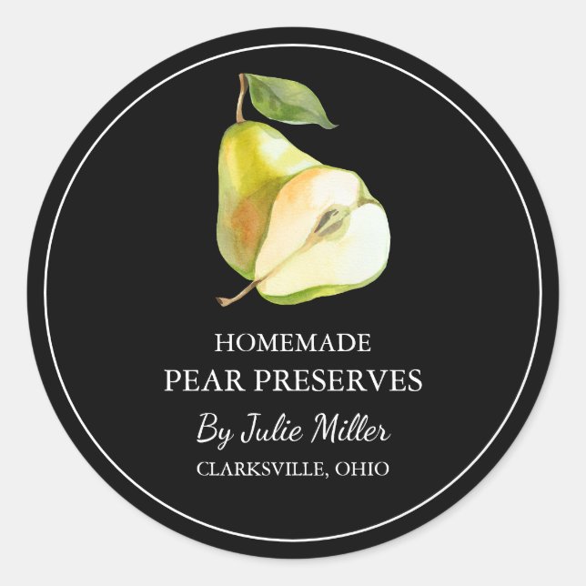 Adesivo Rótulo de Preservação de Pear Homemade Simples (Frente)