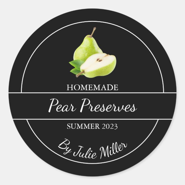 Adesivo Rótulo de Preservação de Pear Homemade Simples (Frente)