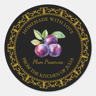 Adesivo Rótulo de Preservação de Plum Homemade da Vintage