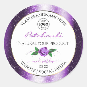Adesivo Rótulo de produto branco púrpura bonito Logotipo d