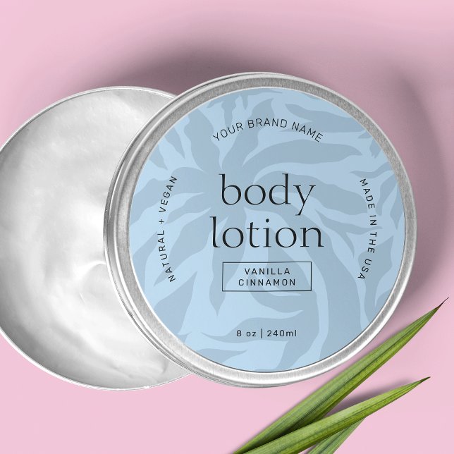 Adesivo Rótulo de produto Chic Light Blue Cosmético Jar Ro (Modern light blue jar lid round product label with fully editable text & colors)