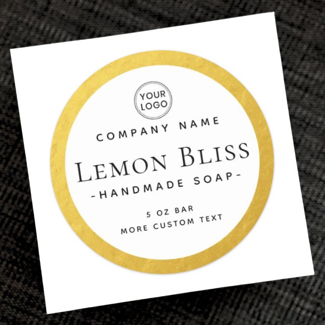 Adesivo Rótulo de produto circular de borda dourada falsa (Criador carregado)