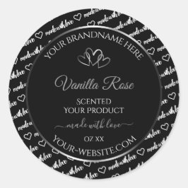 Adesivo Rótulo de Produto Cloud de Palavras Brancas Negra