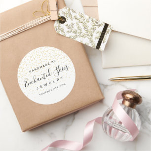 Adesivo Rótulo de Produto Comercial Faux Dot Dourado