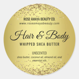 Adesivo Rótulo de Produto de Beleza Corpo Cabelo Dourado G