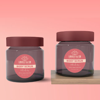 Adesivo Rótulo de Produto de Beleza Salão Rosa e Marfim El