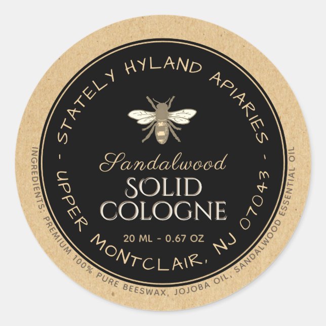 Adesivo Rótulo de produto de cera de abelhas manuscrita Kr (Frente)