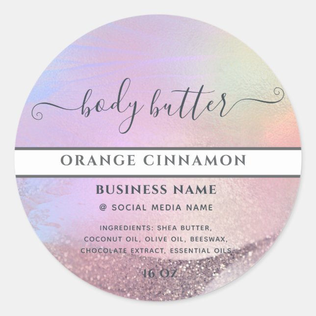 Adesivo Rótulo de produto de escrita dourada holográfica a (Frente)