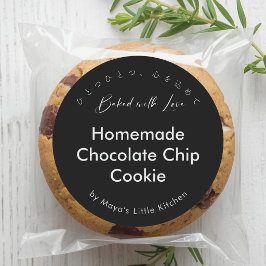 Adesivo Rótulo de Produto de Padaria Elegante Preto Minima