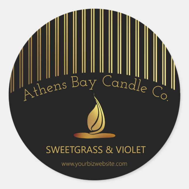 Adesivo Rótulo de Produto de Velas de Stripes Elegantes (Frente)