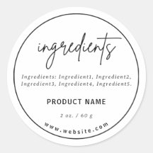 Rótulo de Produto Ingredientes de Script Minimalis