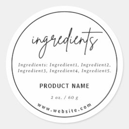 Adesivo Rótulo de Produto Ingredientes de Script Minimalis