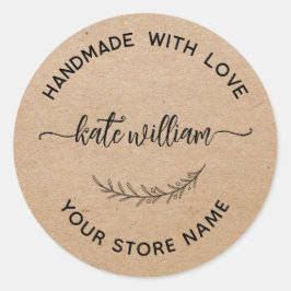 Adesivo rótulo de produto Kraft Handmade com folha de lour