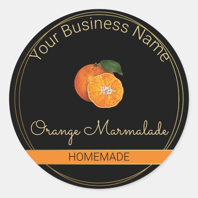 Adesivo Rótulo de Produto Marmalado Laranja Preto e Dourad (Frente)