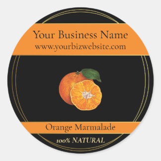 Adesivo Rótulo de Produto Marmalado Laranja Preto e Dourad