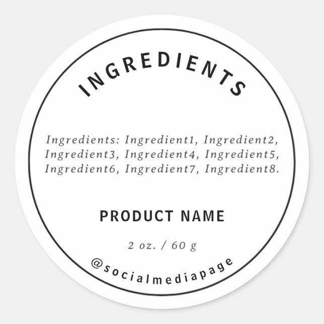 Adesivo Rótulo de Produto para Ingredientes Modernos (Frente)