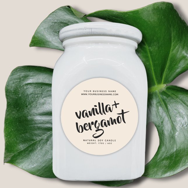 Adesivo Rótulo de produto para velas bege moderno (Criador carregado)