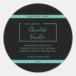 Adesivo rótulo de produto preto de tipografia moderna mini