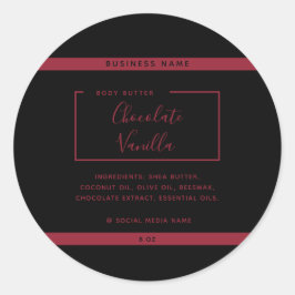 Adesivo rótulo de produto preto tipografia moderna minimal