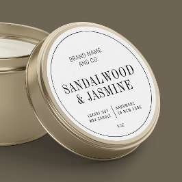 Adesivo Rótulo de produto simples de velas preto e branco