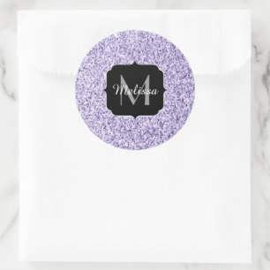 Adesivo Rótulo de purpurina roxa luz ultravioleta Monogram