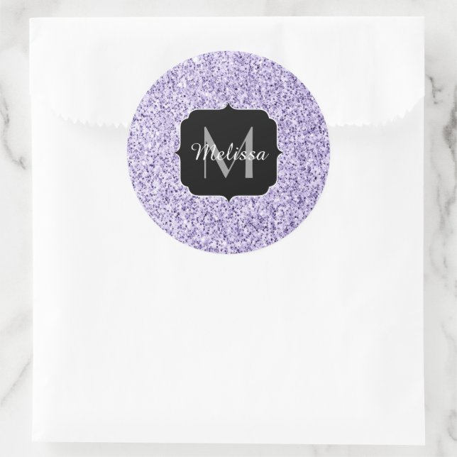 Adesivo Rótulo de purpurina roxa luz ultravioleta Monogram (Bolsa)