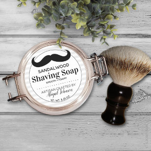 Adesivo Rótulo de Sabão de Barba Branca e Artista Preto