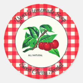 Adesivo Rótulo de Sabão de Cereja Doce de Gingham