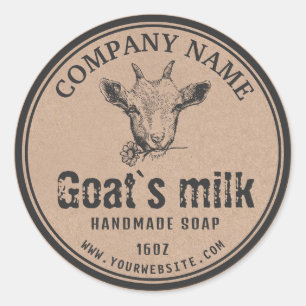 Adesivo Rótulo de sabão de leite de Kraft Goat Logotipo
