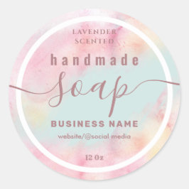 Adesivo Rótulo de sabão de script de aquarela azul