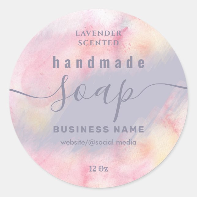 Adesivo Rótulo de sabão de script de aquarela azul (Frente)