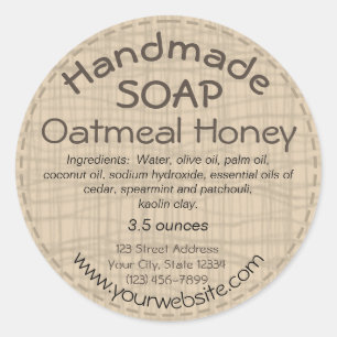 Adesivo Rótulo de sabão feito à mão Rótulo de palheta redo