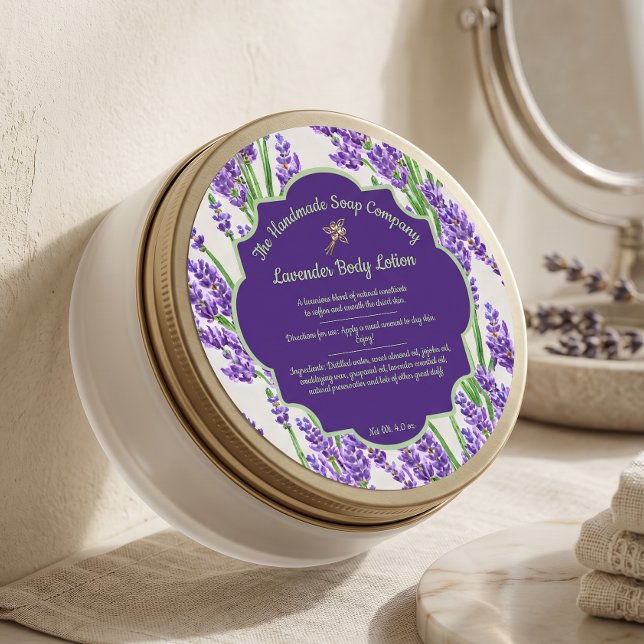 Adesivo Rótulo de Sabonetes e Cosméticos Flores de Lavanda (Criador carregado)